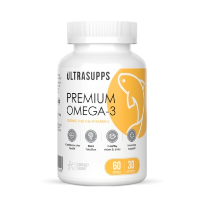 Антиоксидант UltraSupps Омега-3 60 капсул