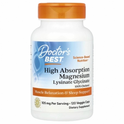 Витамины Doctor's Best Hi Abs Magnesium Lysinate Glycinate 120 капсул