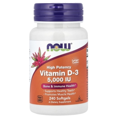 Витамины NOW Vitamin D3 5000 IU 240 капсул